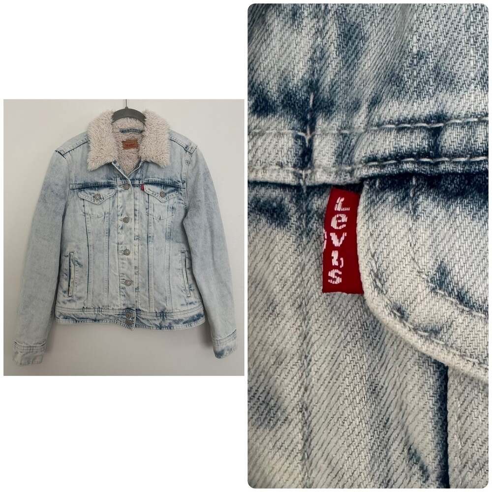 Levi's Vintage Sherpa Trucker Jacket in a Light Acid Wash Denim